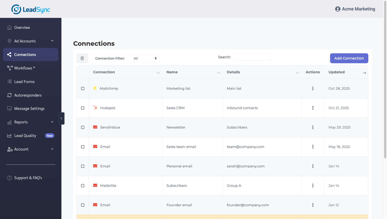LeadSync connections