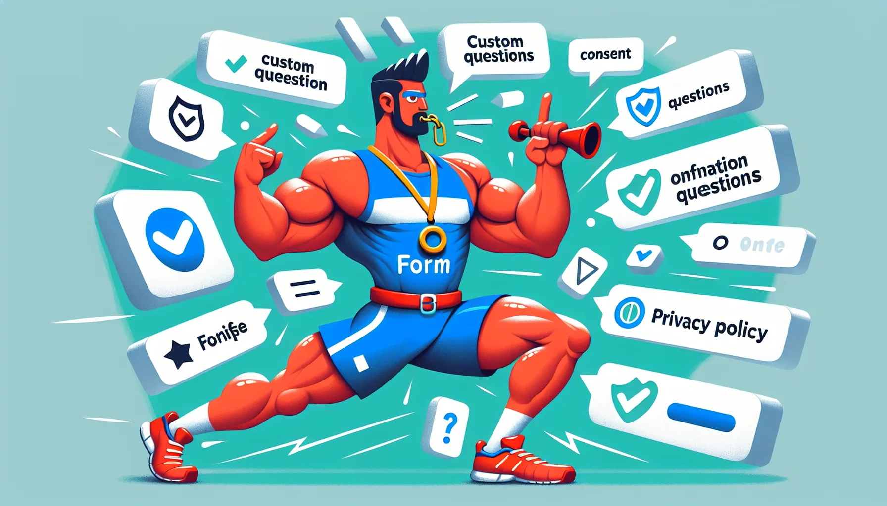 Cartoon image of a personal trainer optimizing a lead generation form