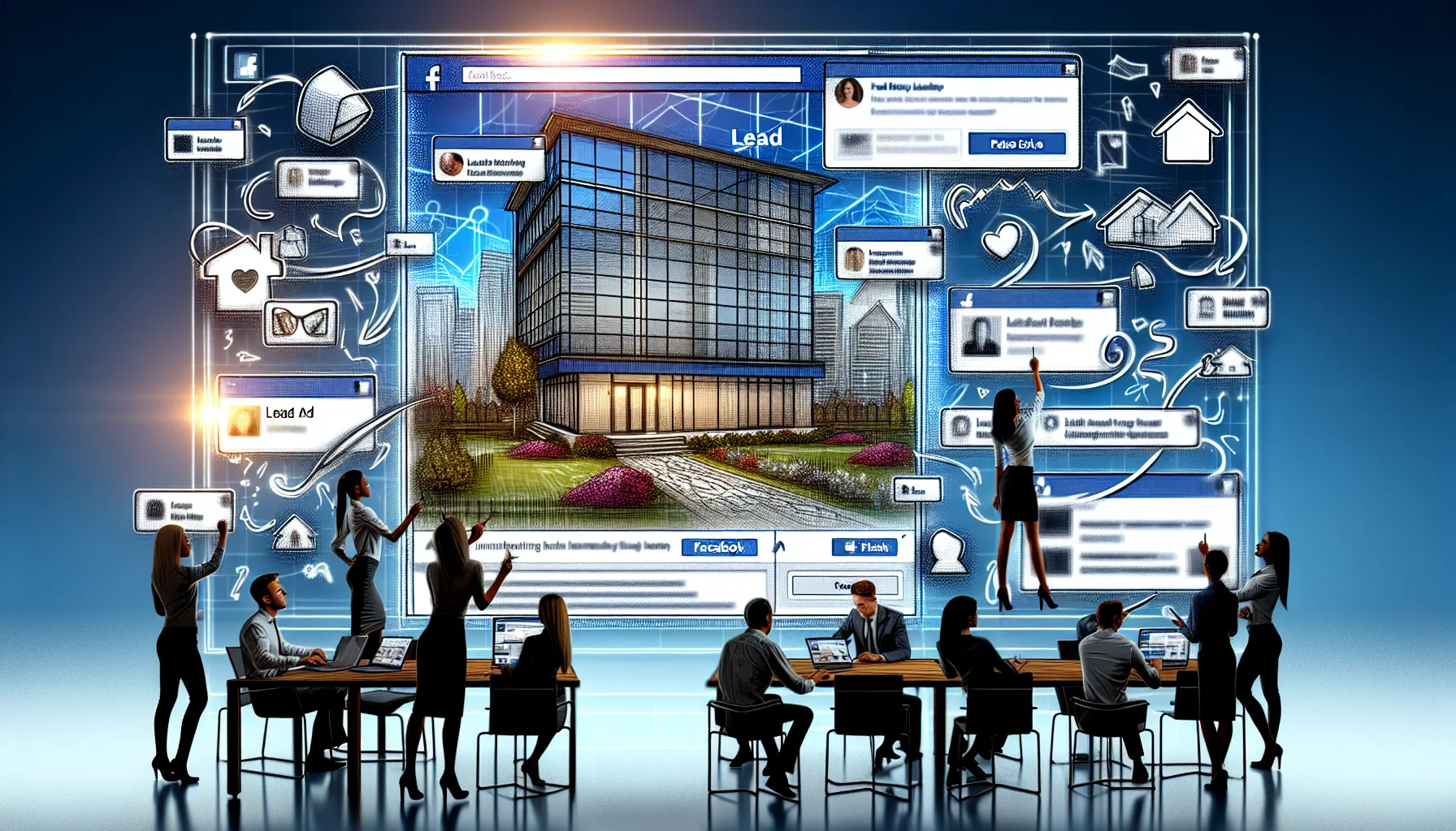 Illustration of a real estate business optimizing its Facebook page