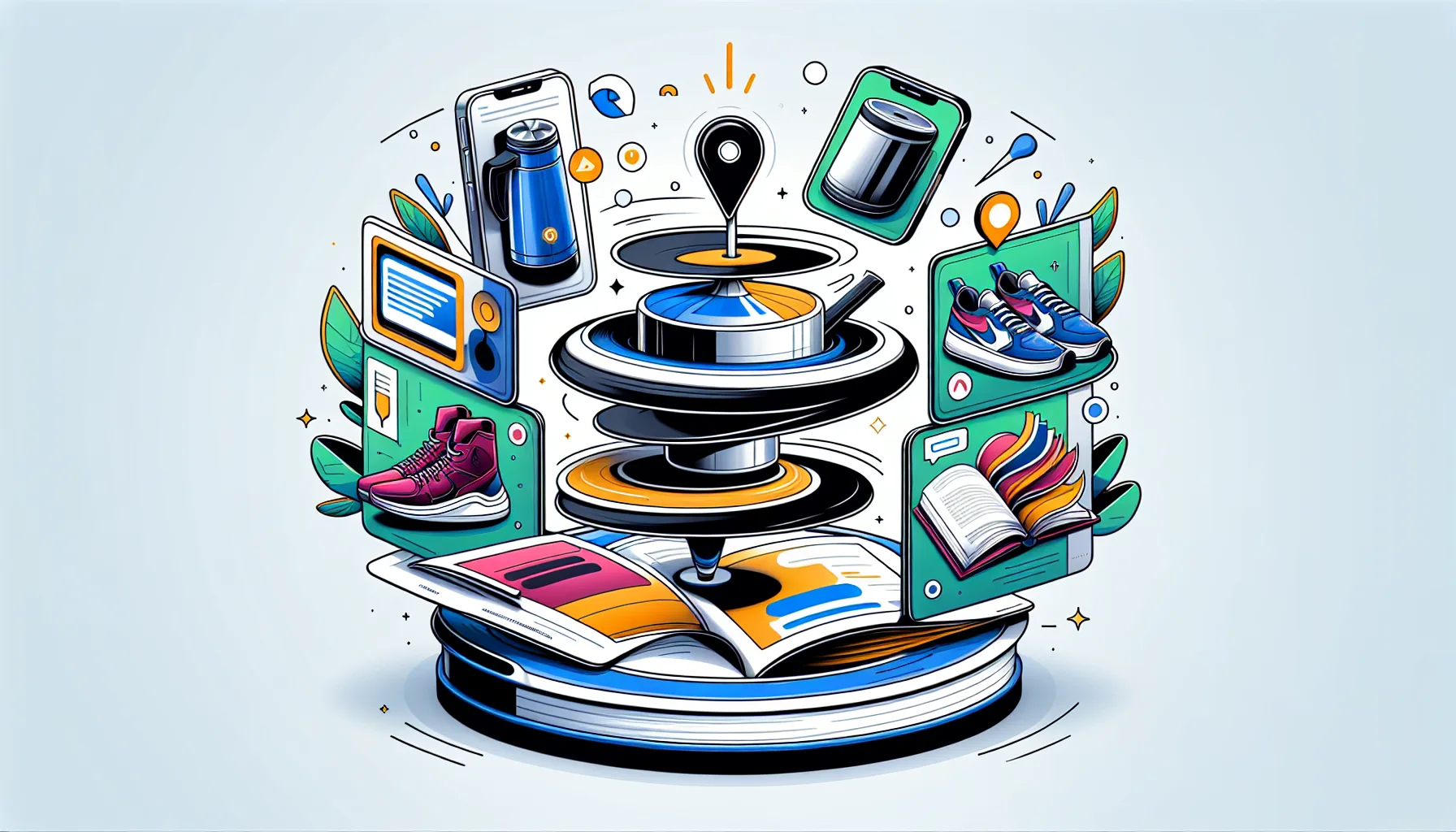 Illustration of carousel ads showcasing multiple products