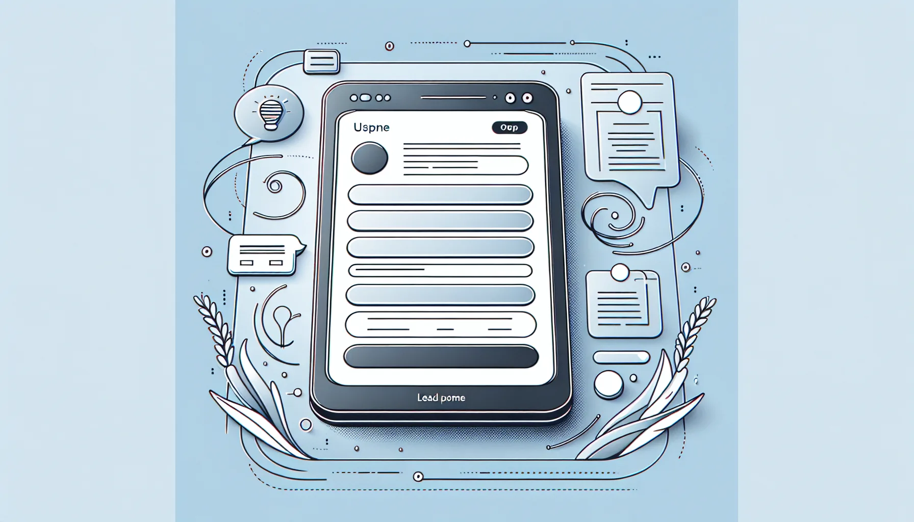 Illustration of a landing page with a lead generation form