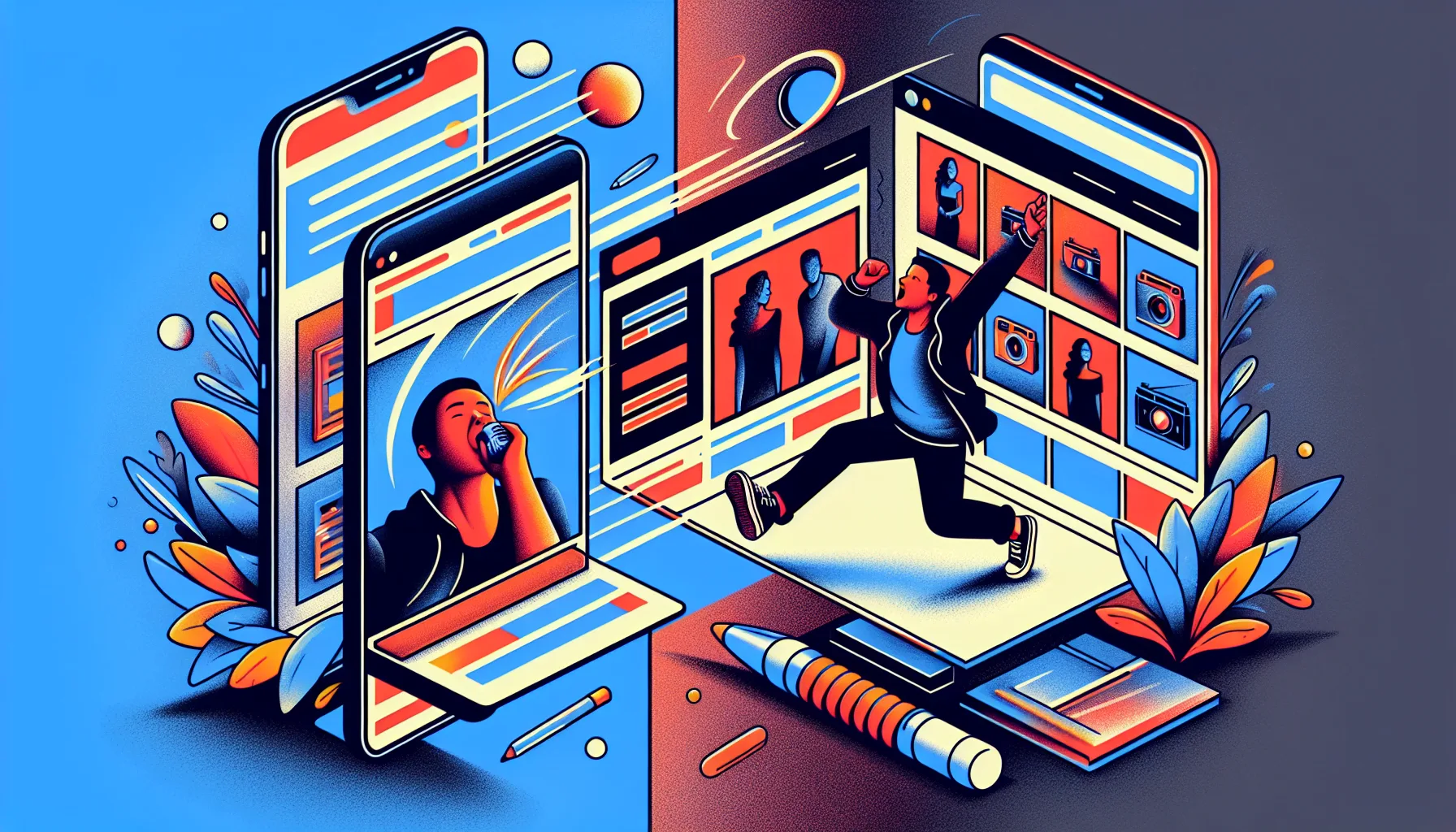 Illustration contrasting TikTok video ads and Meta collection ads