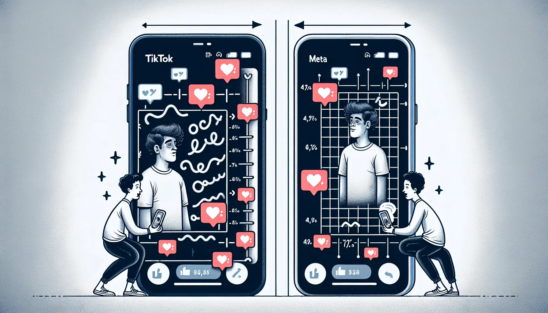 Comparison illustration of TikTok and Meta ad formats