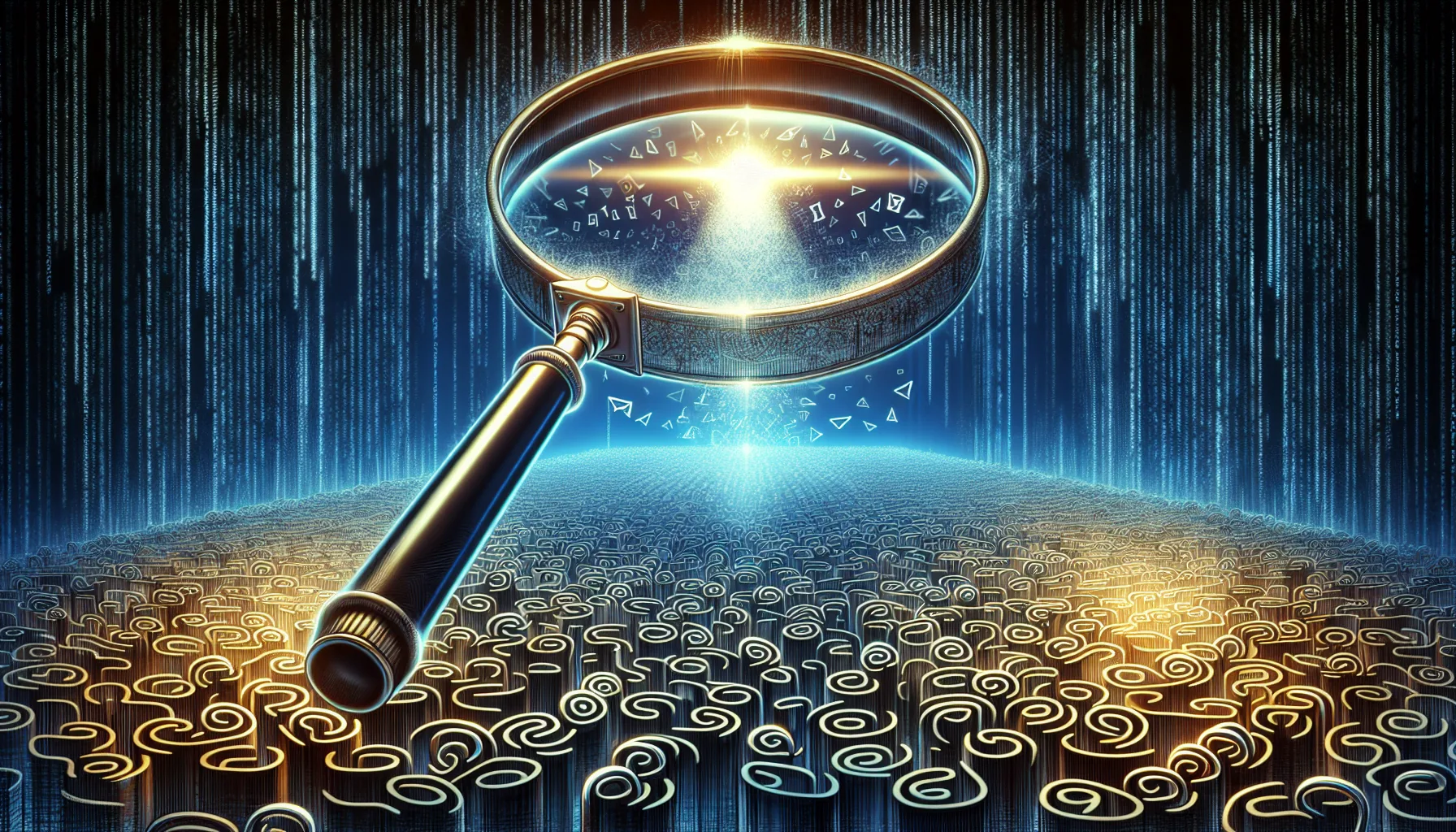 Illustration of a magnifying glass over a list of email addresses