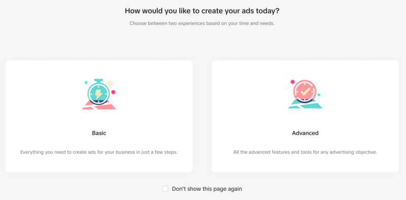 TikTok Basic vs Advanced Ad campaign setup