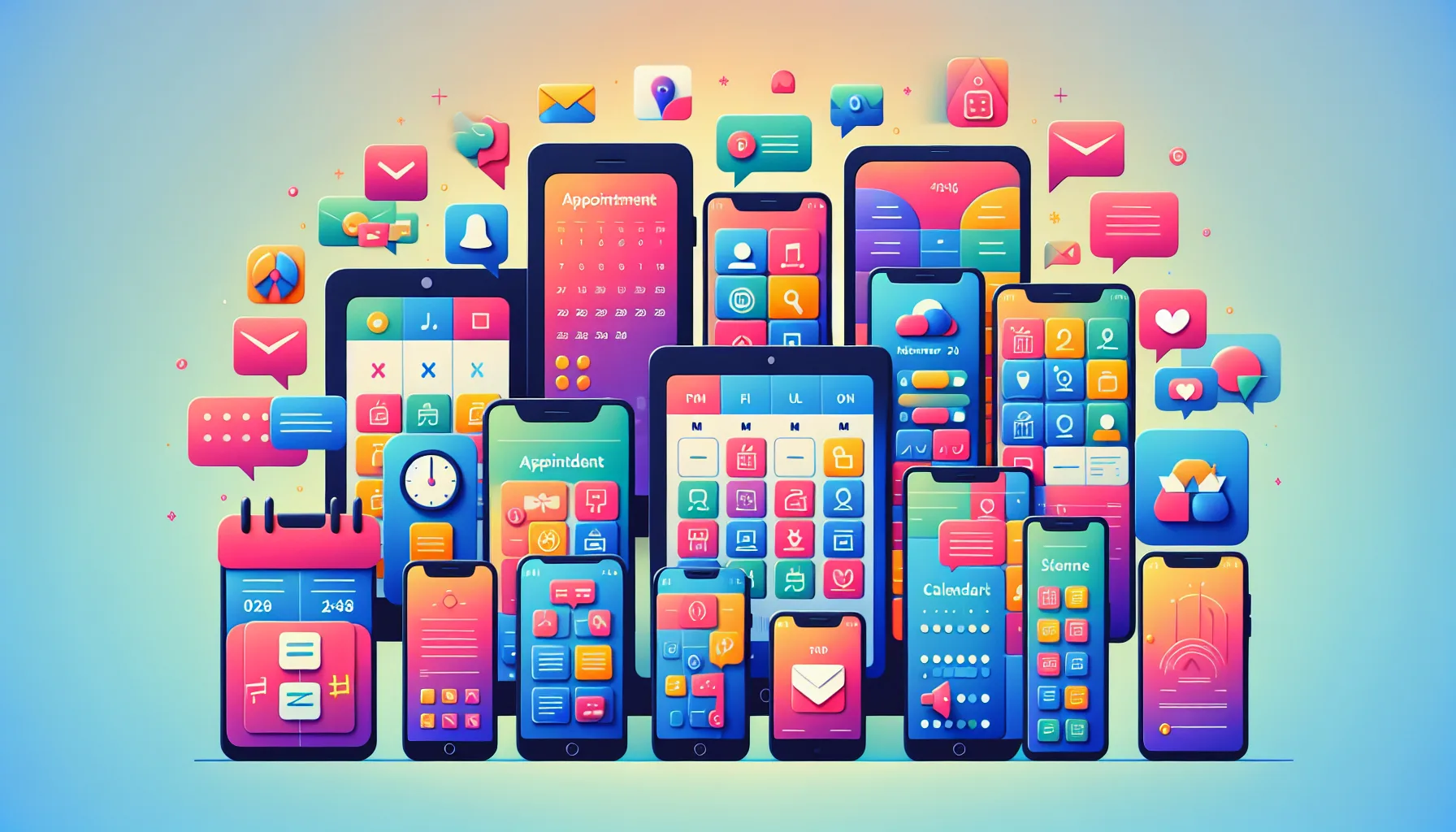 An illustration depicting various appointment scheduling apps, showcasing their features and functionalities.