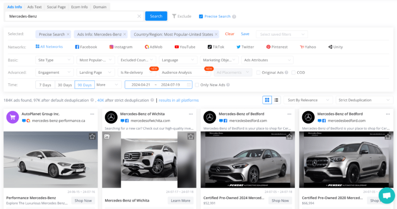 BigSpy Mercedes-Benz Search