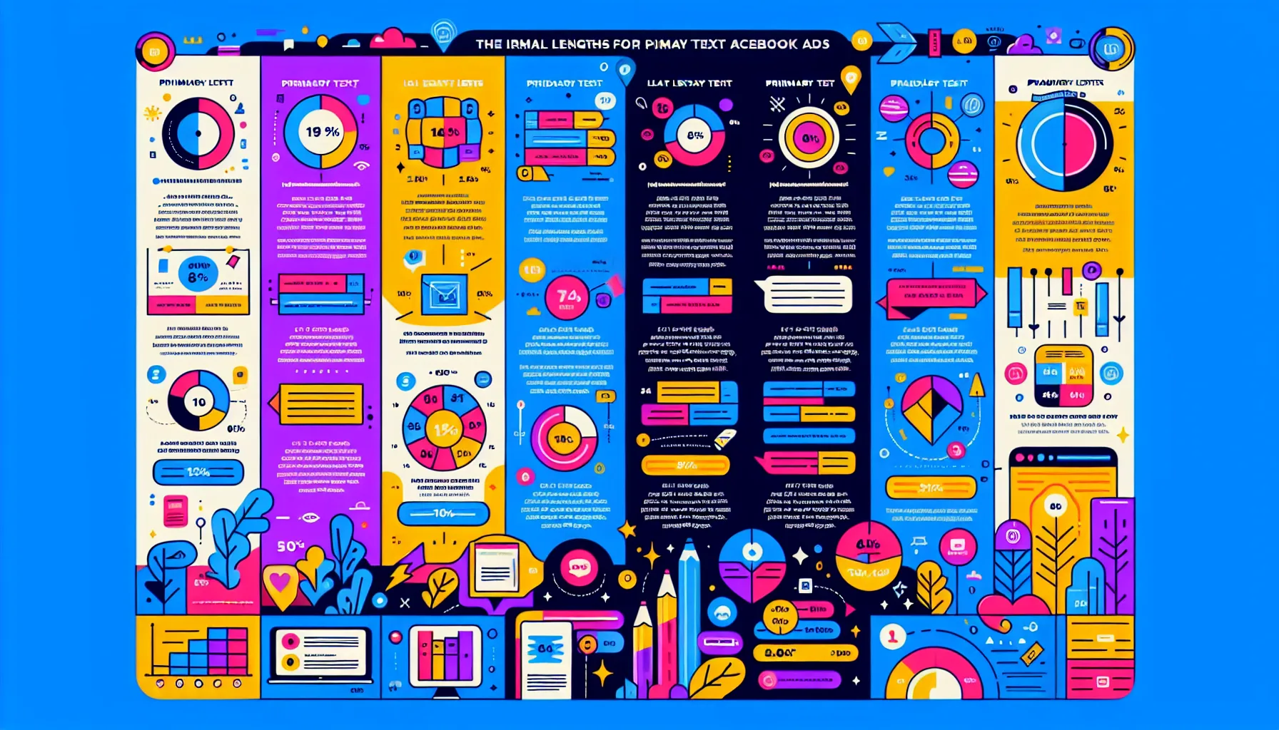 An infographic displaying the ideal primary text length for Facebook ads.
