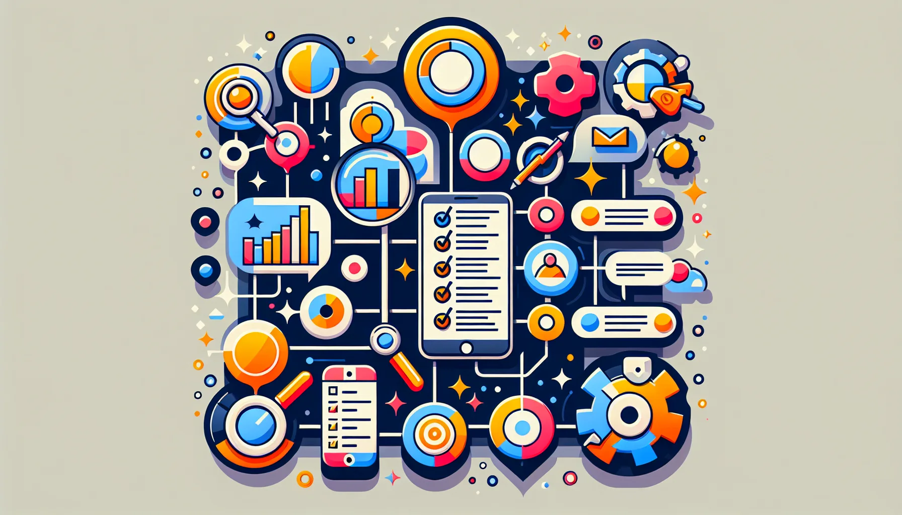 An illustration guiding users on how to choose the best social media scheduling tool.