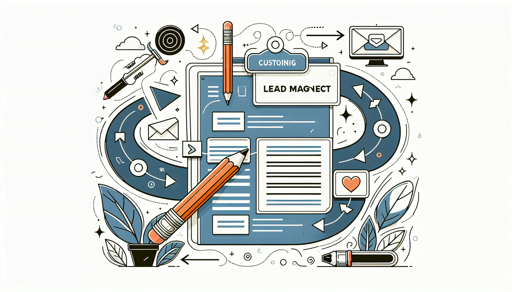 An illustration showing the customization process of lead magnet templates.