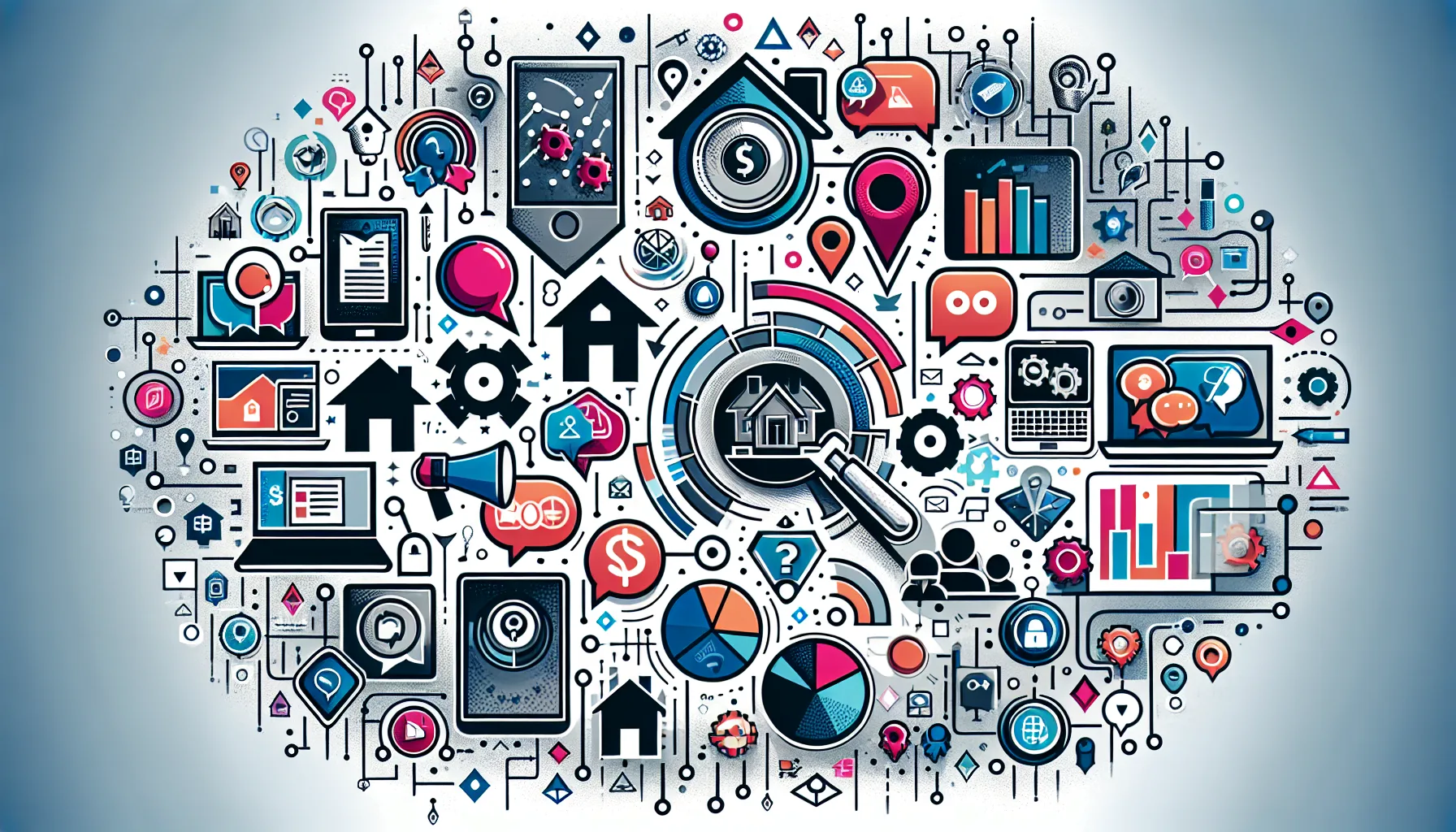 An illustration showing different mortgage lead generation companies and their services.
