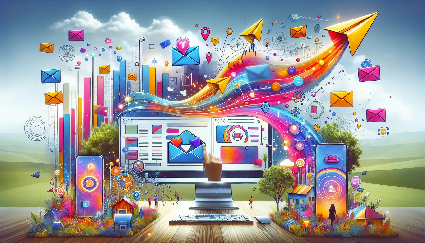 A creative representation of practical examples of automated lead generation.