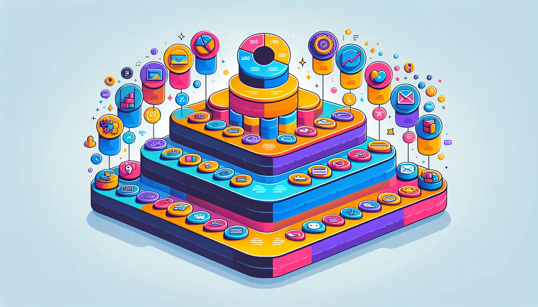 An illustration representing various pricing plans for a marketing platform.