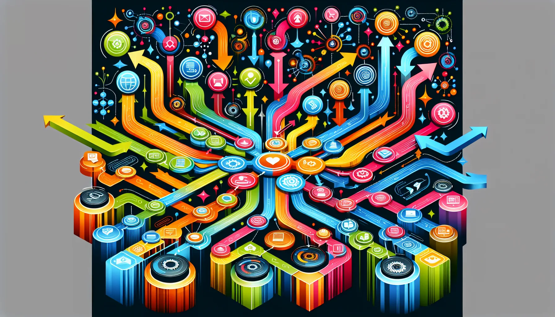 An illustration representing lead distribution software with various features.