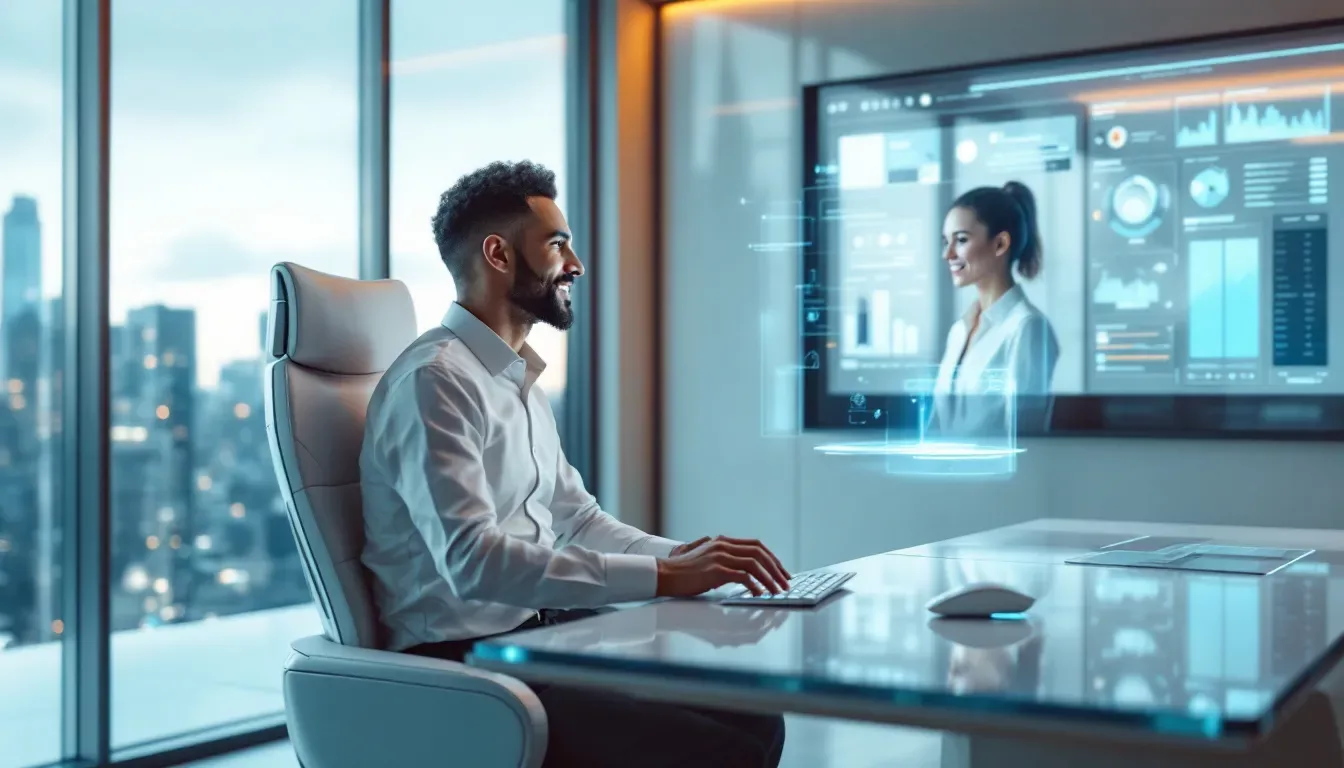 A sales representative engaging in an AI-assisted outbound sales call.