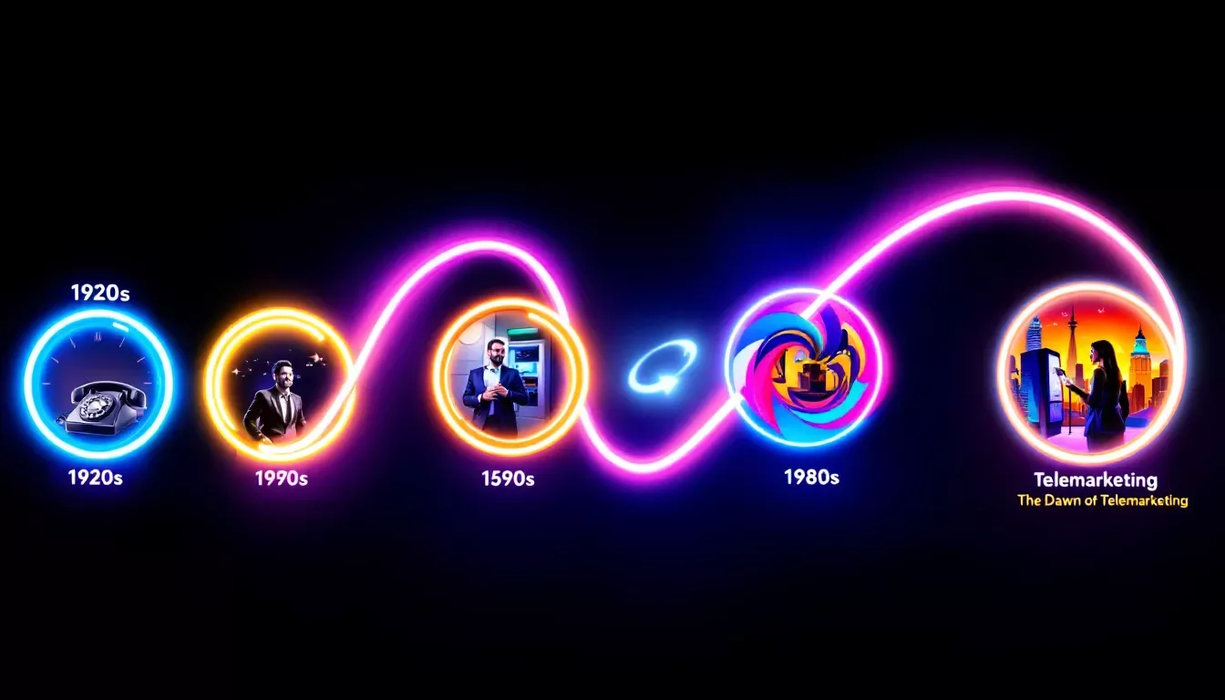 A historical timeline showcasing the evolution of outbound sales calls.