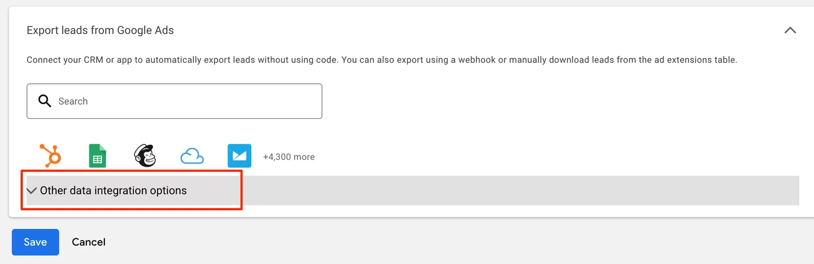 Export leads from Google Ads