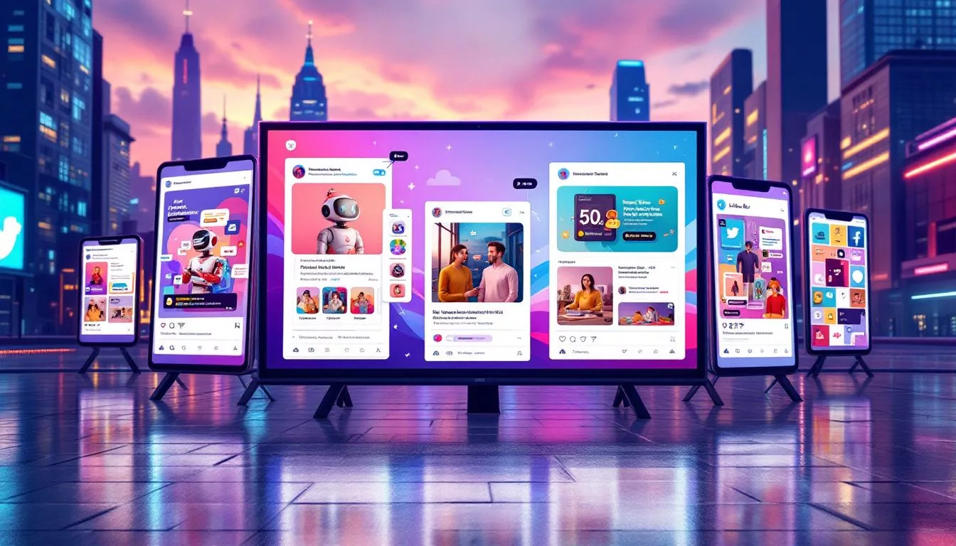 Collage of successful social media campaigns using AI tools.