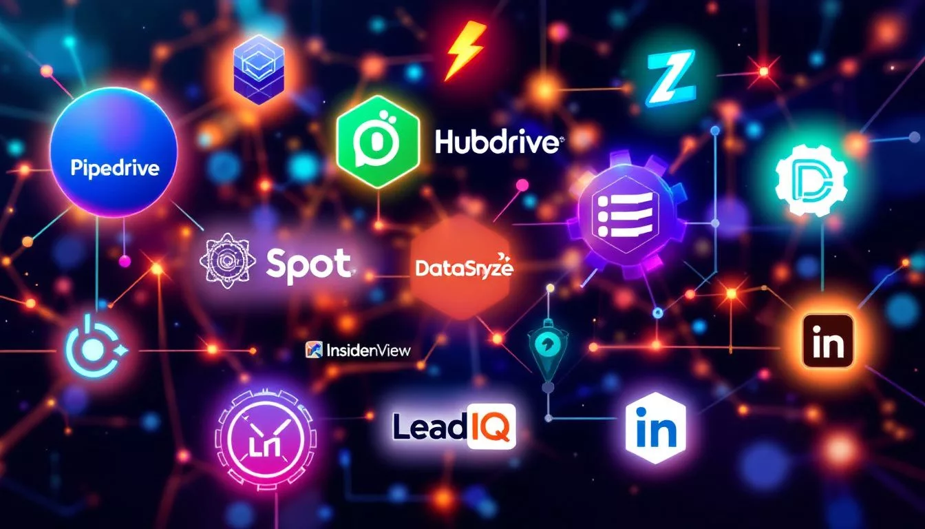 A collage of logos from various B2B leads database providers.