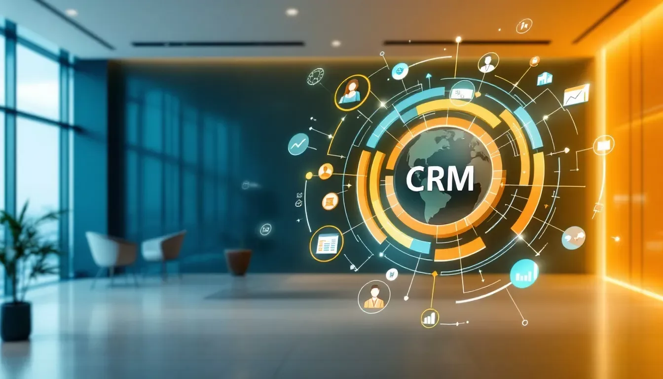 A visual representation of CRM importance in asset management, showcasing data management and client relationships.