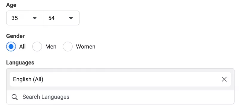 Geographic targeting settings - select location and radius