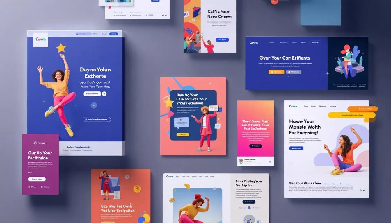 A collection of Canva Facebook ad templates showcasing various designs.