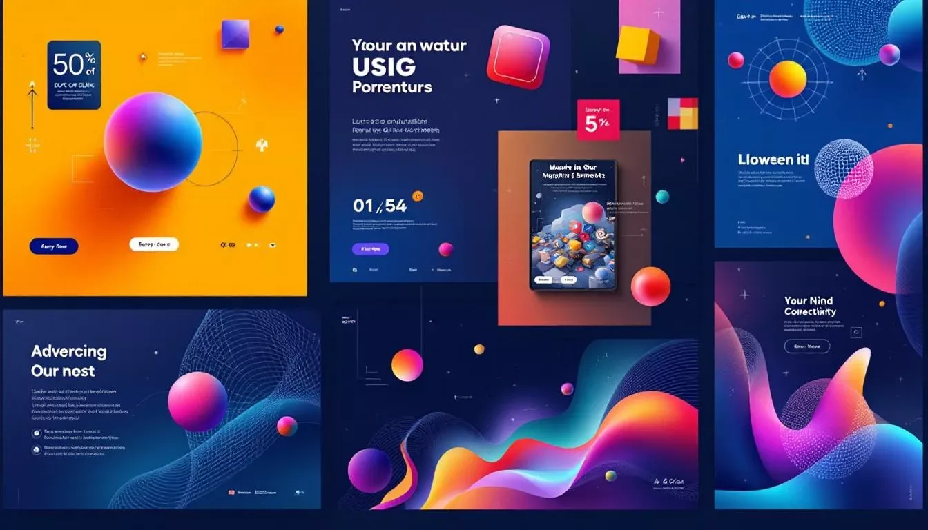 An array of design inspirations for creating ads.