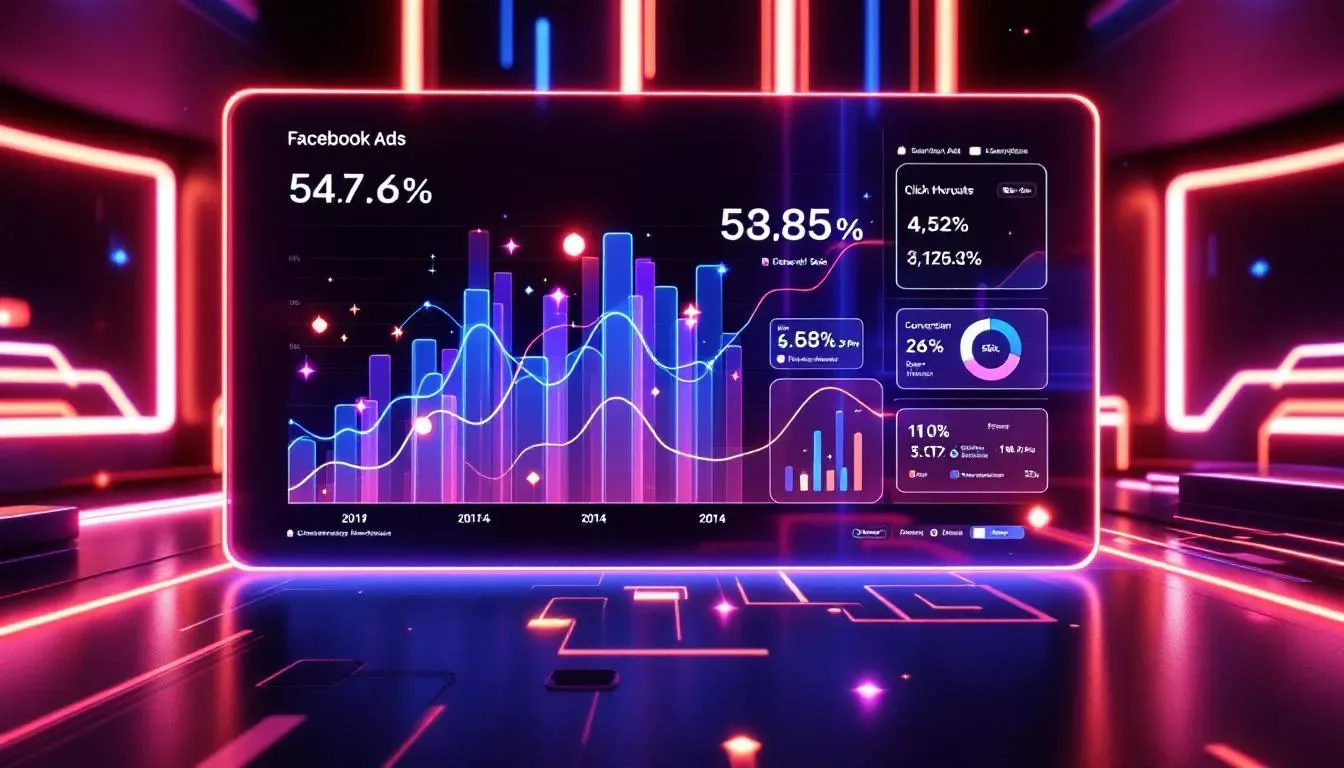 A chart comparing Facebook ads performance metrics in Google Analytics 4.