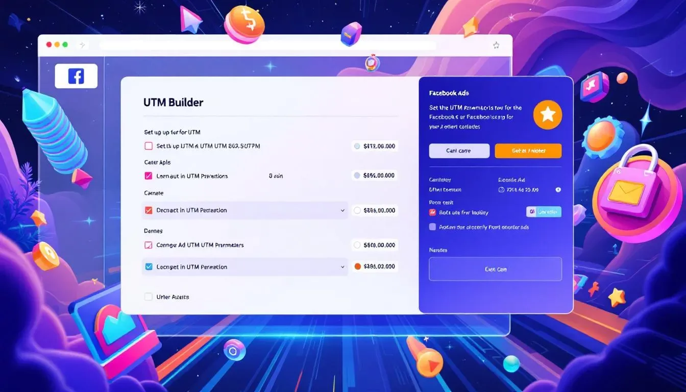 A screenshot of a UTM builder tool used for setting up UTM parameters for Facebook ads.