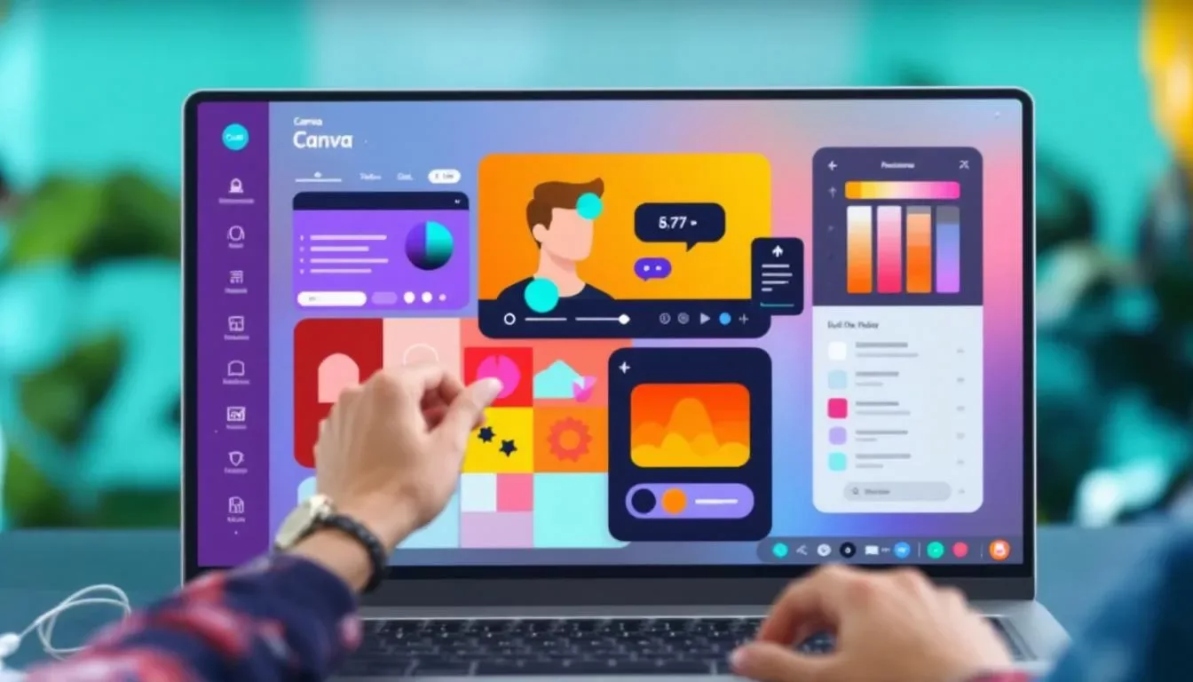 Navigating the Canva interface, demonstrating various tools and features.