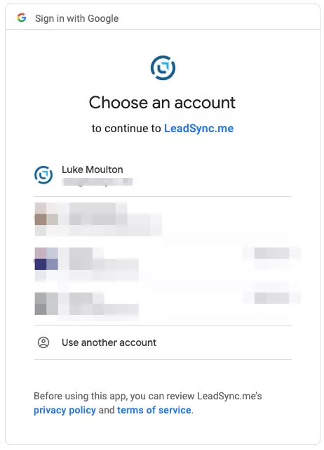 Choose your Google Account.