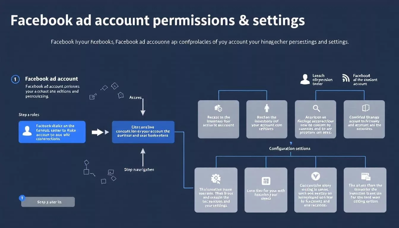 An illustration showing various Facebook ad account permissions and settings.