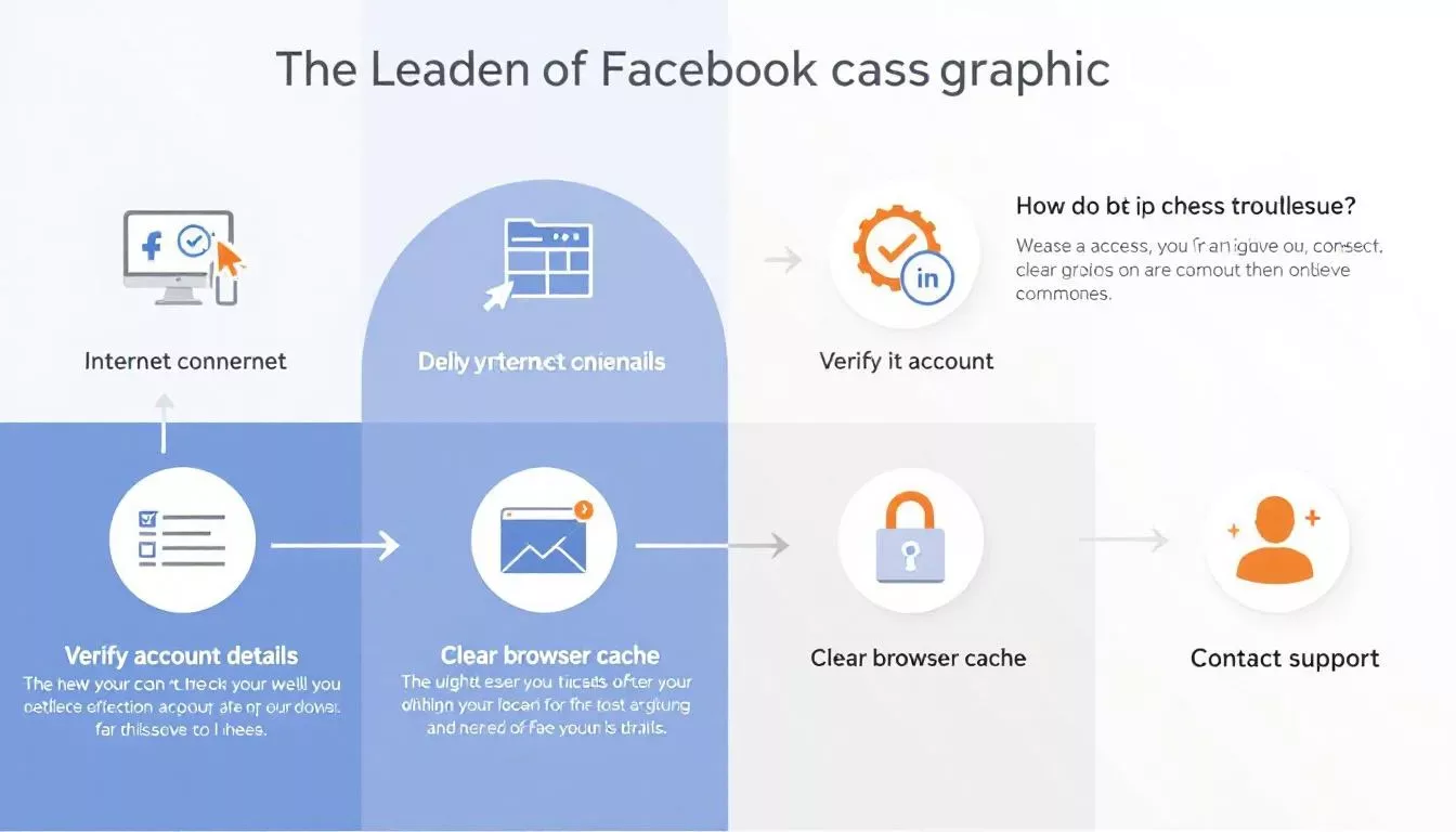 An infographic showing common troubleshooting steps for Facebook access issues.
