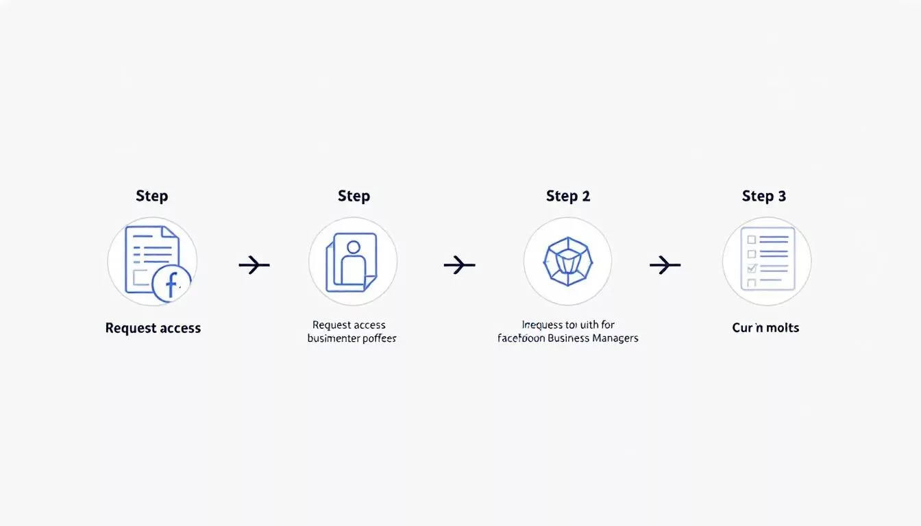 A screenshot demonstrating how to request access via Facebook Business Manager.