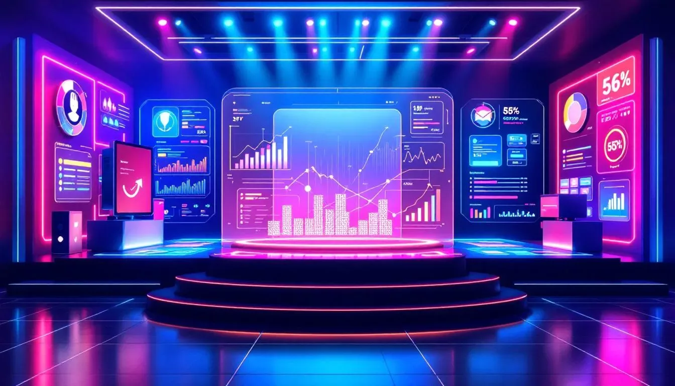 A vibrant image of a virtual event setup designed for lead generation.