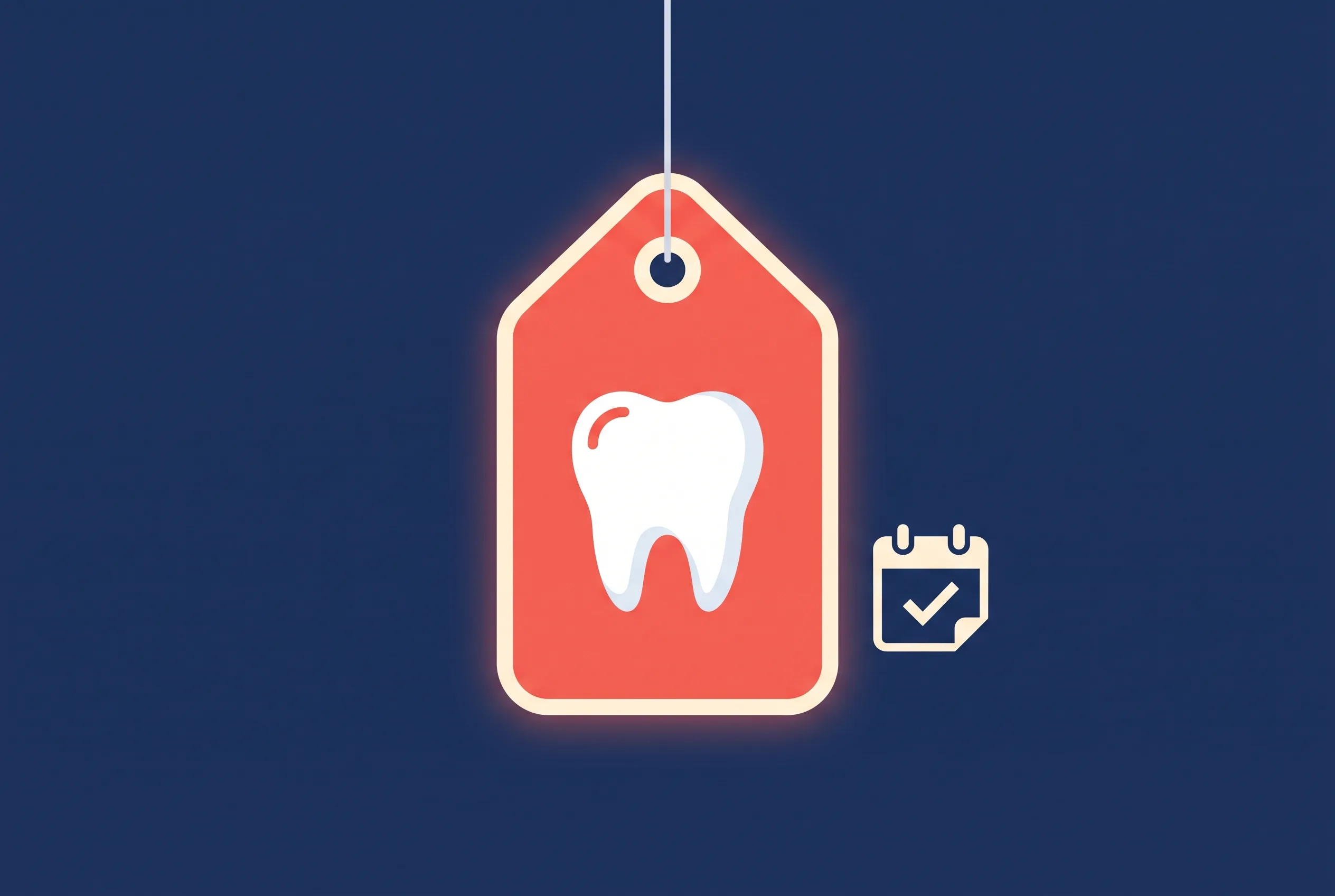 Dental Facebook ad pattern illustration: a price tag with a tooth, the priced first visit offer