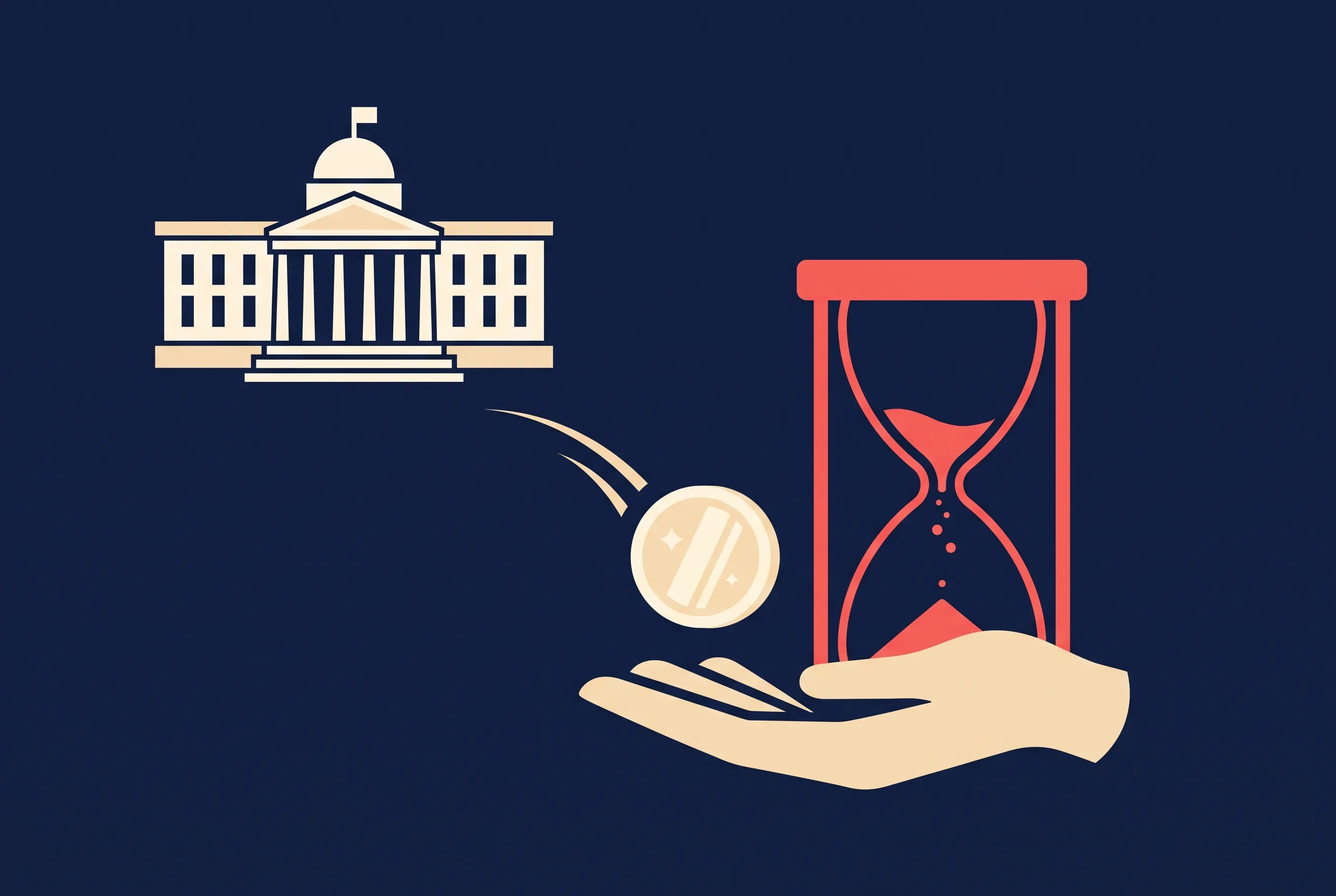Solar Facebook ad pattern illustration: government incentive with an hourglass running low, the rebate deadline