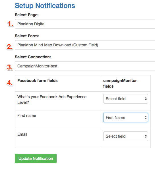 CampaignMonitor-Connection | LeadSync: Facebook & Instagram Lead Ads Tips Pair Facabook Form with CampaignMonitor