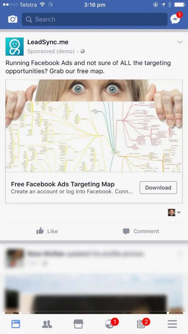 Facebook Lead Ad Example