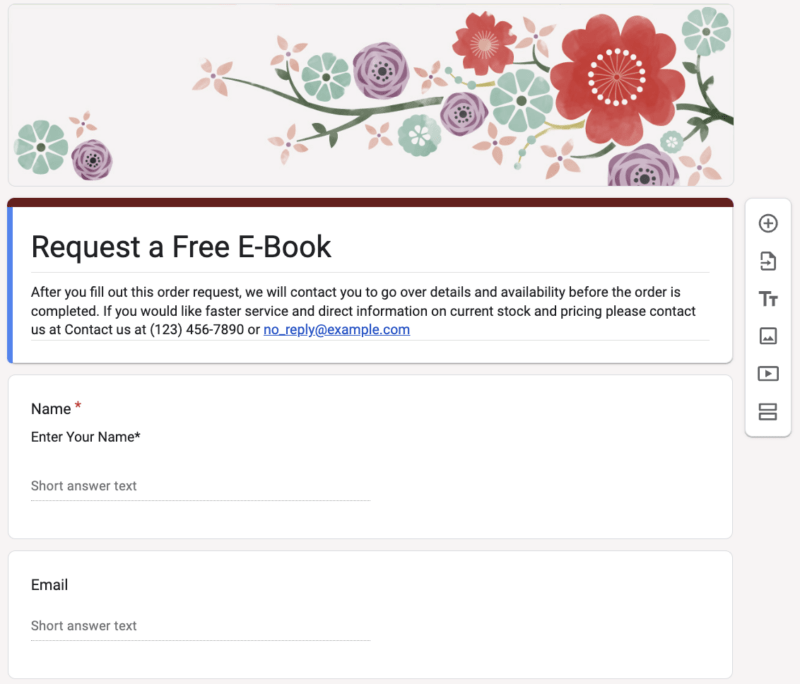 Google forms example