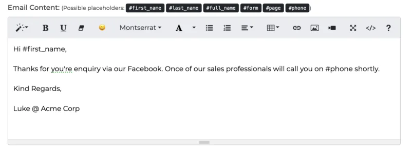 Autoresponder_editor | LeadSync:Facebook 和 Instagram 潜在客户广告技巧