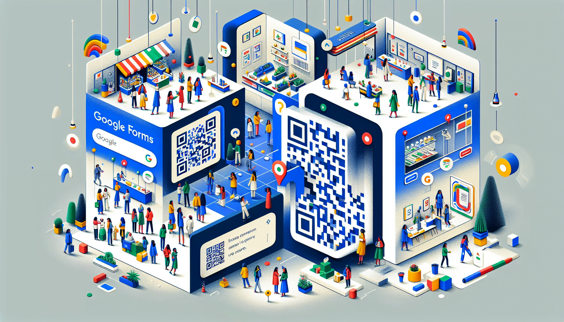 Illustration of QR codes in different settings