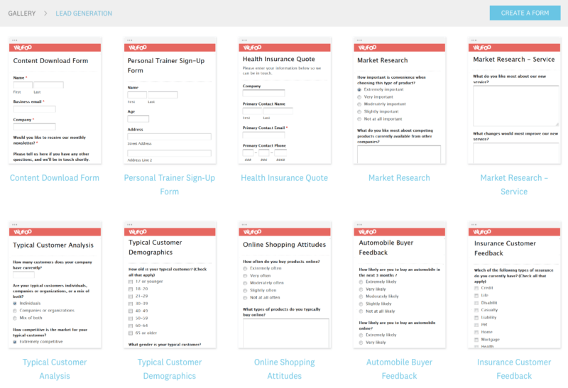 WuFoo lead generation template examples
