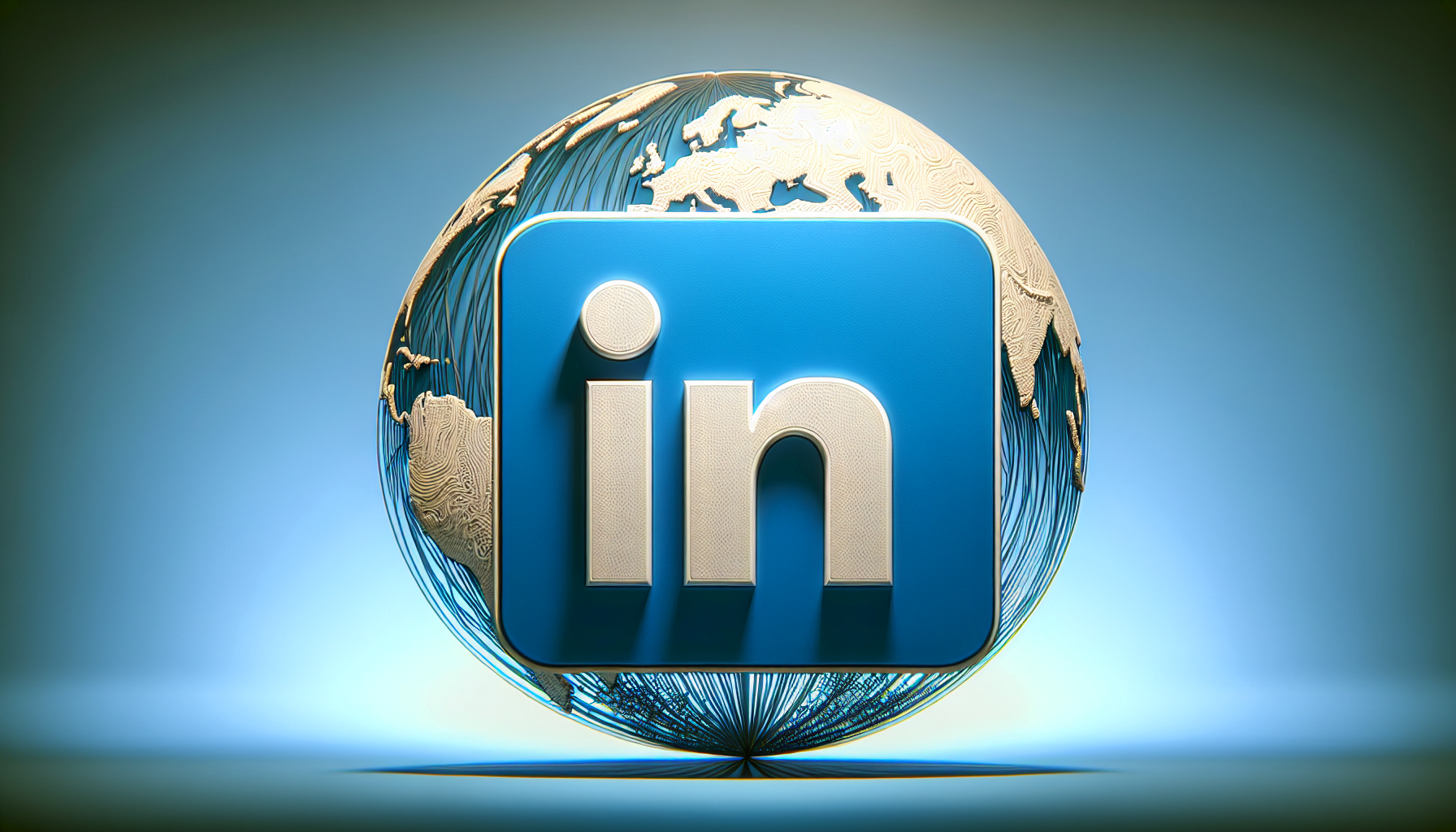 LinkedIn logo with a globe in the background