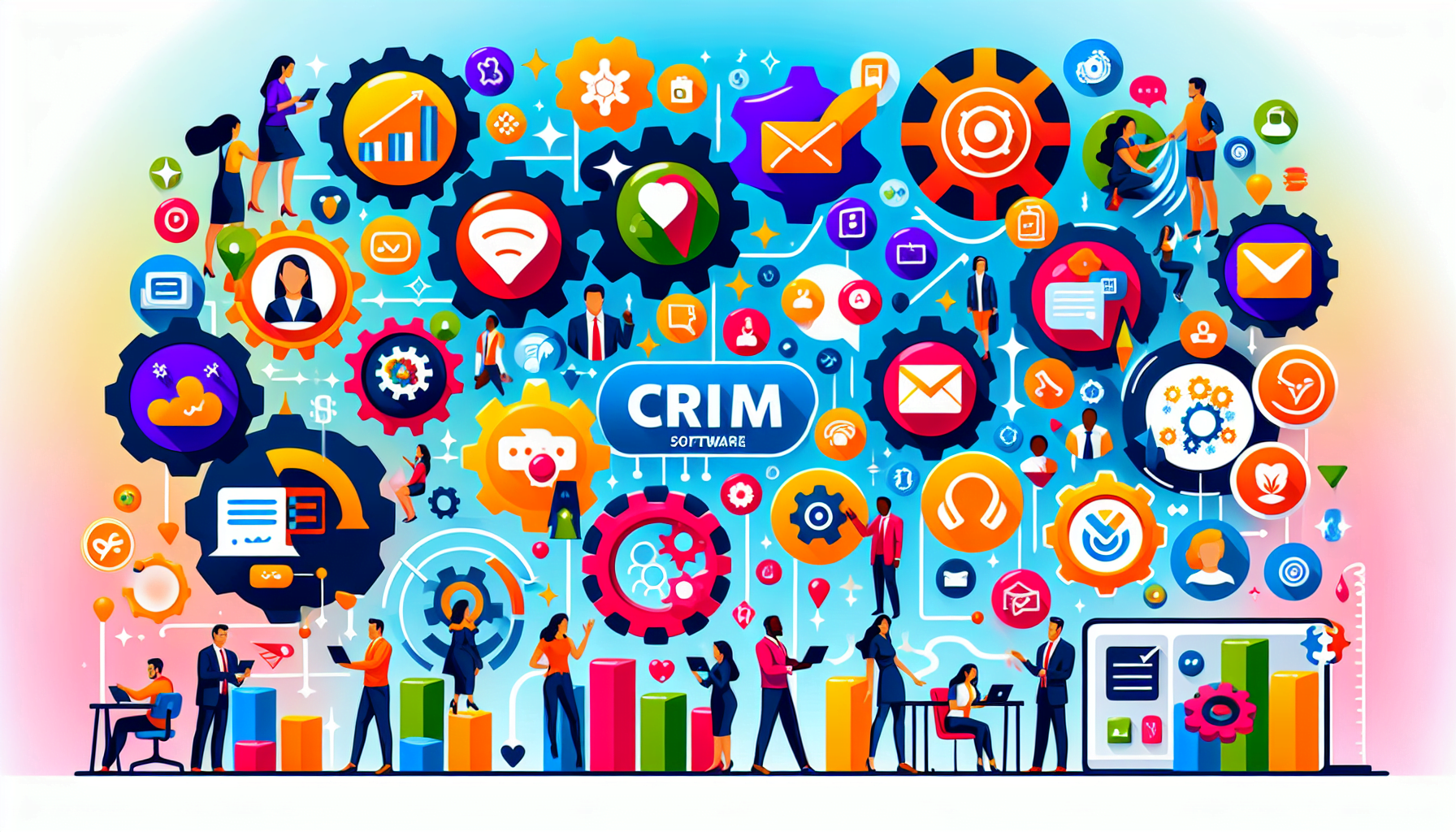 An illustration of various CRM solutions for small companies.