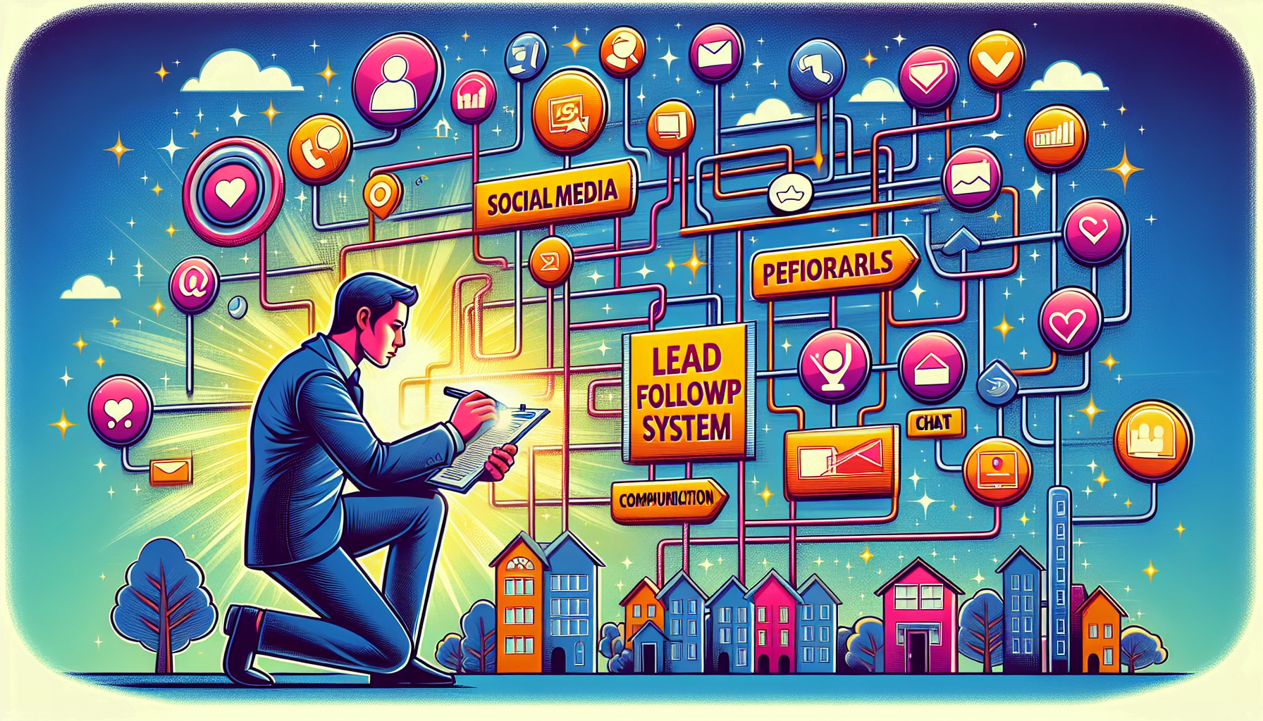 An illustration depicting the importance of a structured lead follow up system in real estate.
