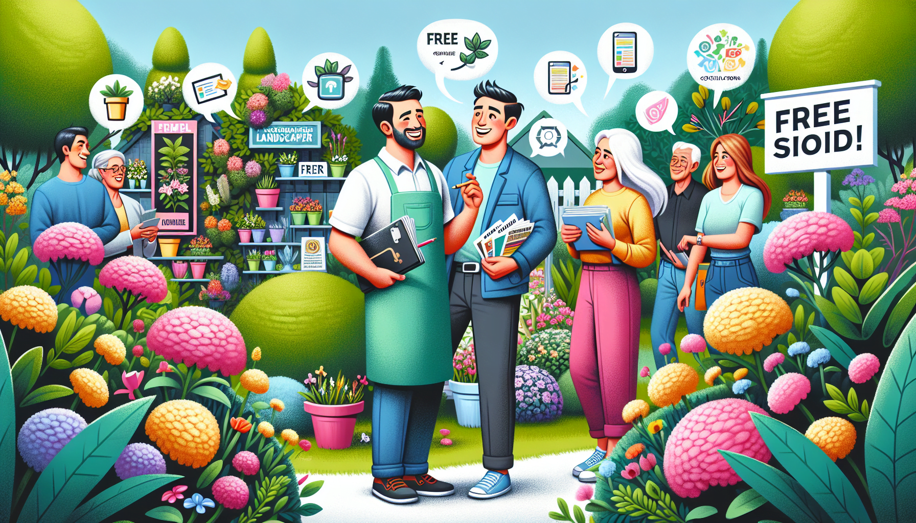 An illustration showcasing free strategies to acquire landscaping leads.
