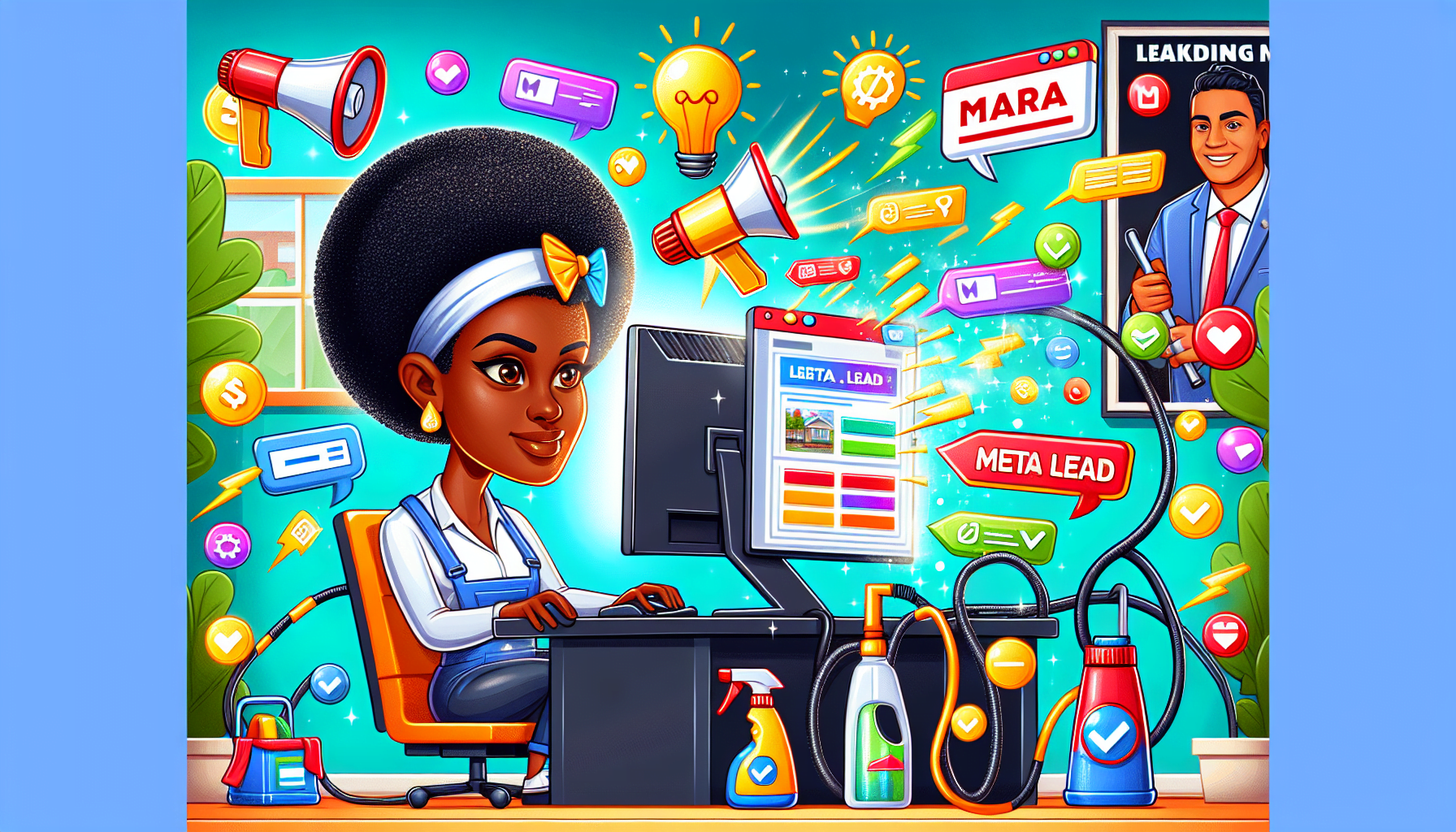 An illustration showing the concept of generating leads for your pressure washing business with meta lead ads.