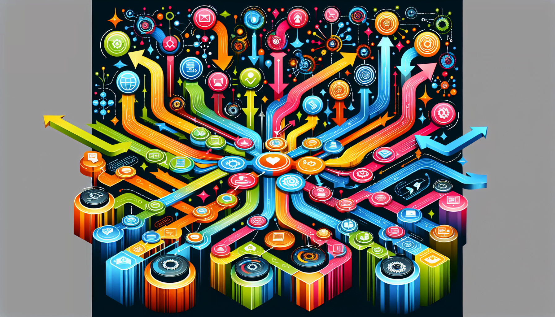 An illustration representing lead distribution software with various features.
