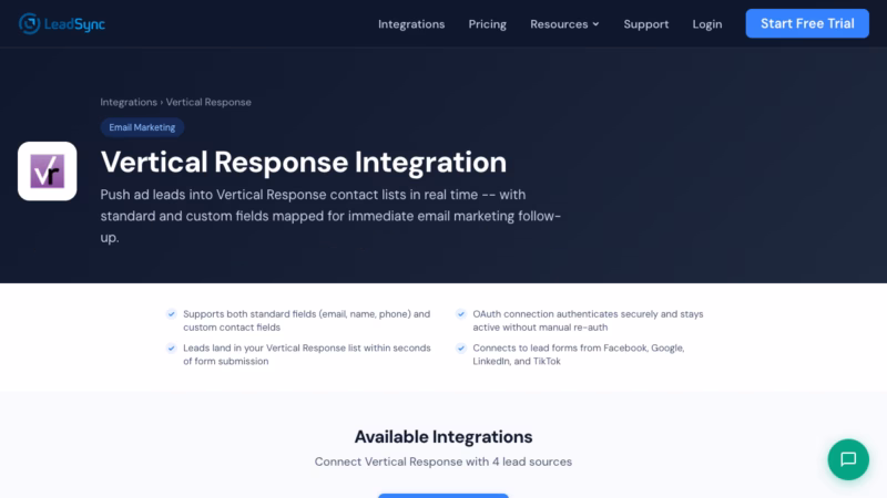 Facebook Leads to Vertical Response Integration | LeadSync Blog